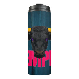 Black bull's typography thermal tumbler