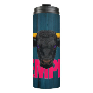 Black bull's typography thermal tumbler