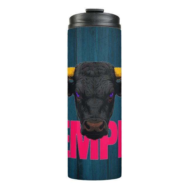 Black bull's typography thermal tumbler (Front)