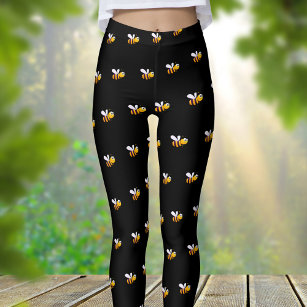 Black bumble bees cute funny   leggings