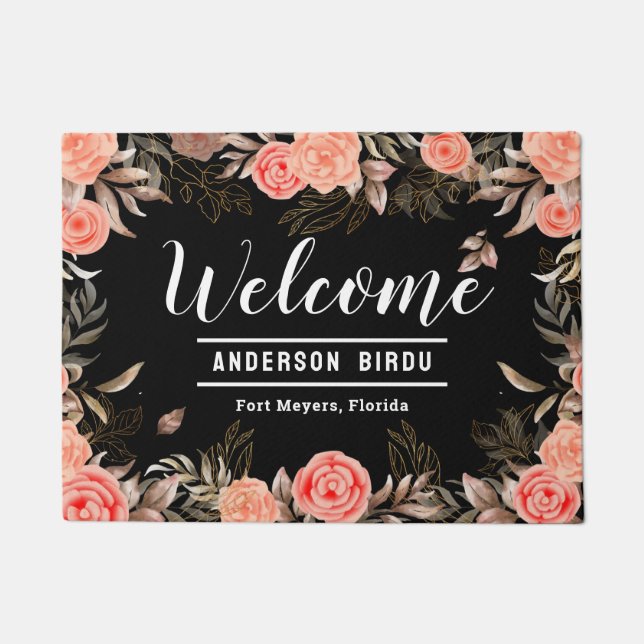 Black bumble bees sunflower welcome doormat (Front)