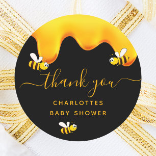 Black bumble bees sweet honey baby shower classic round sticker
