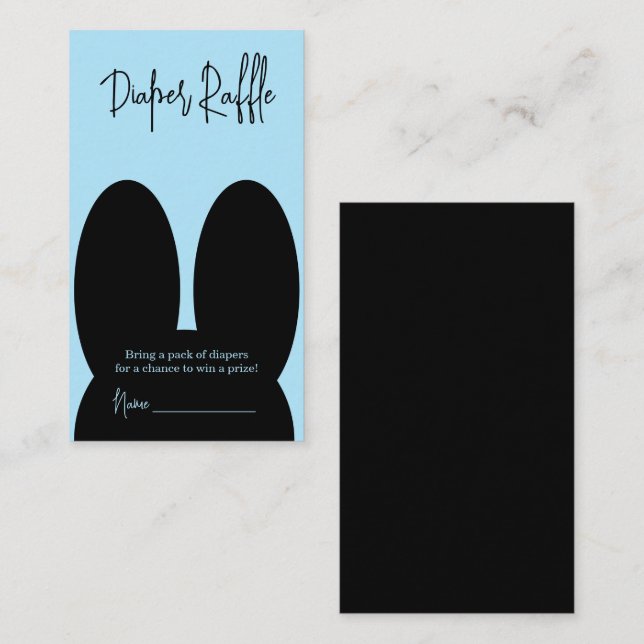 Black bunny diaper raffle enclosure card (Front/Back)