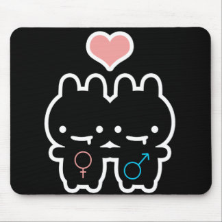 Black Bunny Love Mouse Pad