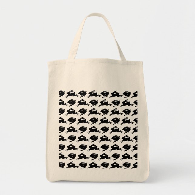 Black Bunny Rabbits Tote Bag (Front)
