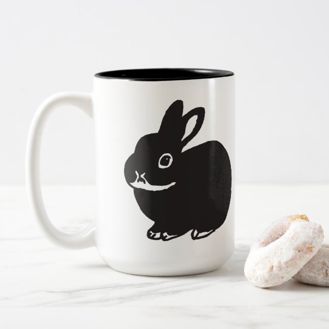 Black bunnys' mug cup (With Donut)