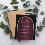 Black burgundy 80th birthday save the date card<br><div class="desc">A Save the Date card for a 80th birthday party. A black and burgundy background, decorated with a faux gold arch. Personalise and add a date and your name. The text: Eighty and Save the Date is written with a large trendy hand lettered style script. 1 sheet = 1 save...</div>