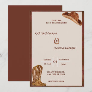 Black Burgundy and Gold Floral Modern Boho Wedding Invitation