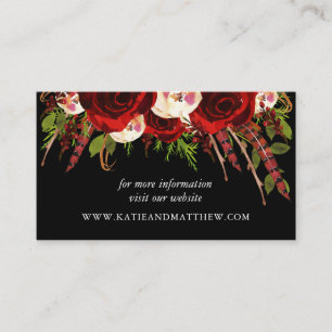 Black Burgundy Floral Boho Wedding Website Enclosure Card