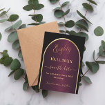 Black burgundy gold arch 80th birthday save the date<br><div class="desc">A Save the Date card for a 80th birthday party.  A black and burgundy background,  decorated with a faux gold arch. Personalise and add a date and your name. The text: Eighty and Save the Date is written with a large trendy hand lettered style script.</div>