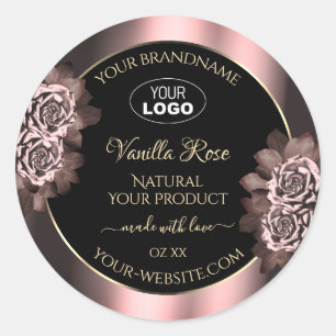 Black Burgundy Gold Product Labels Pink Roses Logo