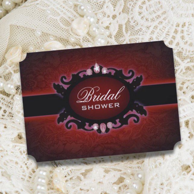  Black Burgundy Gothic Bridal Shower Invitation (Black Red burgundy Gothic Bridal Shower Invitation)