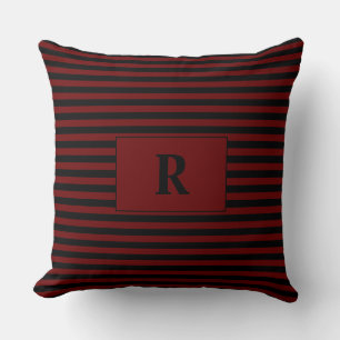 Black/Burgundy Monogrammed Throw Pillow