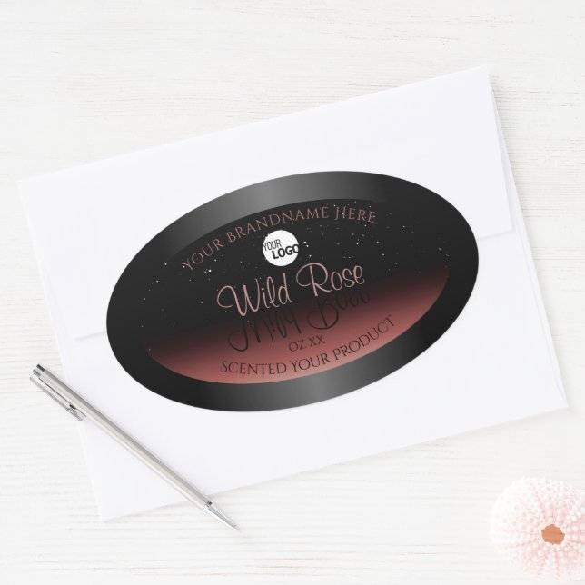 Black Burgundy Product Labels Soft Glitter Logo (Envelope)