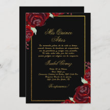 Black Burgundy Quinceanera invitation