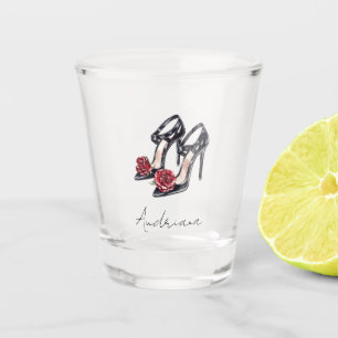 Black Burgundy Red High Heels Shot Glass