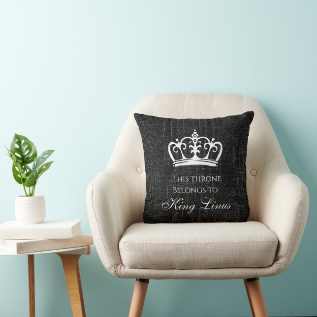 Black Burlap Crown Throw Pillow (Chair)