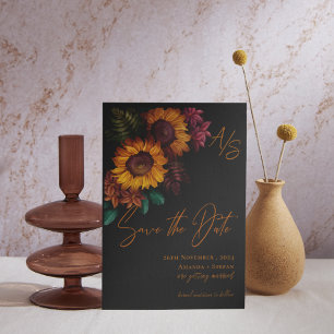 Black Burnt Orange Monogram Wedding Save the Date