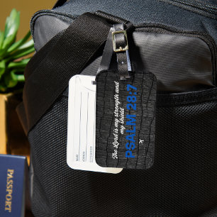 Black Burnt Wood Bible Verse Luggage Tag