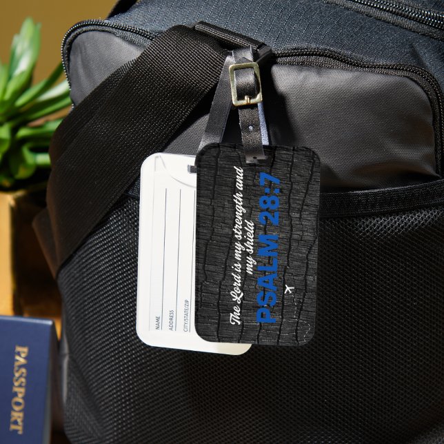 Black Burnt Wood Bible Verse Luggage Tag (Creator Uploaded)