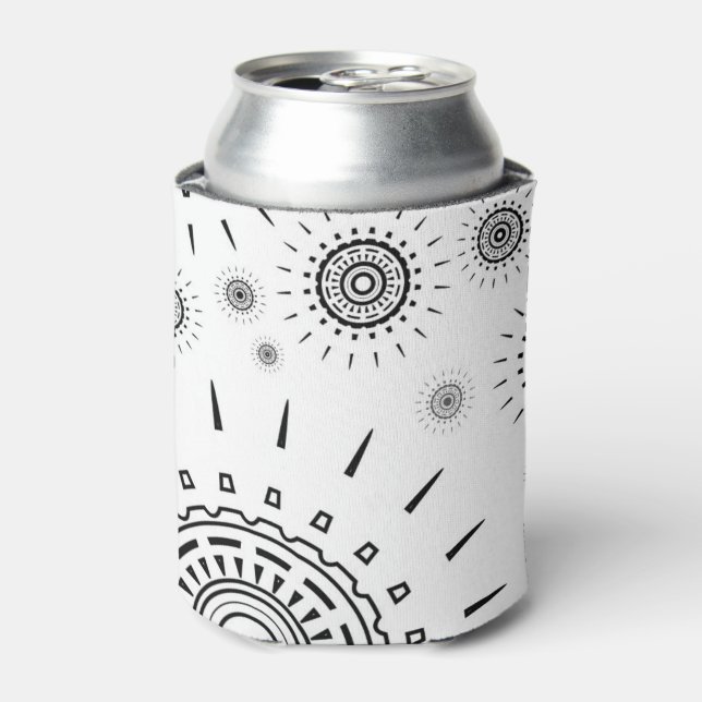 Black Burst Patterns on White Can Cooler (Can Front)