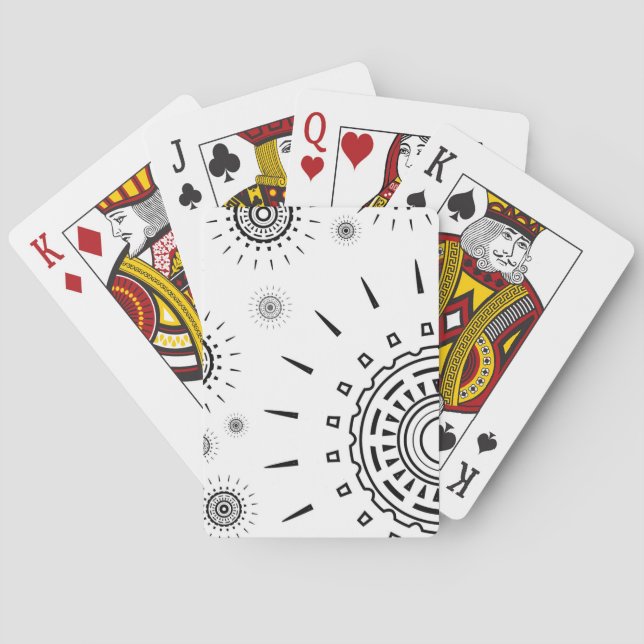 Black Burst Patterns on White Playing Cards (Back)
