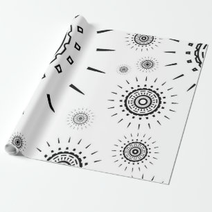 Black Burst Patterns on White Wrapping Paper