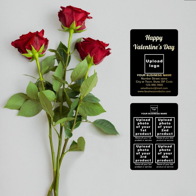 Black Business Brand on Valentine Foil Holiday Card (Black business brand on Valentine foil holiday card. Front and back sides.)