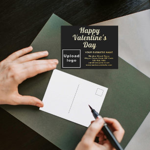 Black Business Brand on Valentine Foil Holiday Postcard