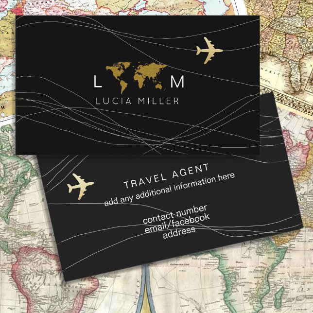 Black Business Card for a Travel Agent/Consultant (Creator Uploaded)