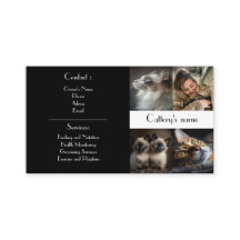 Black Business Card For Cattery Photo Collage