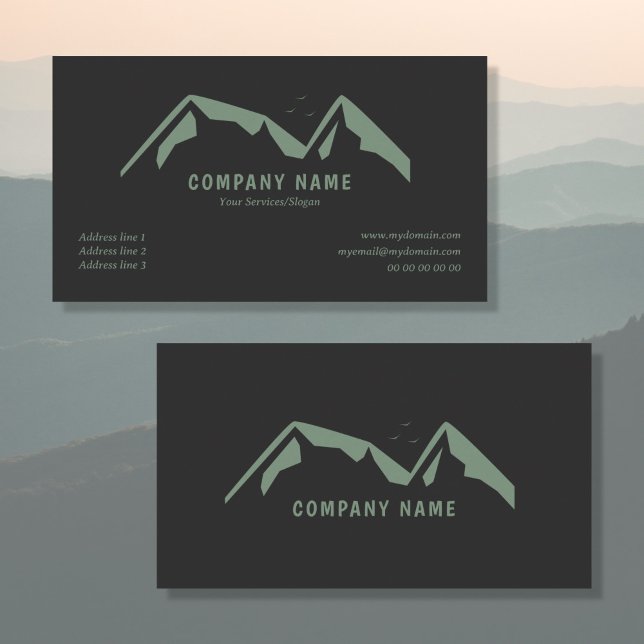 Black Business Card with Green Mountains (Black Business Card with Green Mountains)