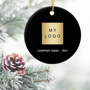 Black business company logo ceramic tree decoration