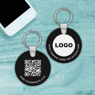 Black Business Company Promotional Logo QR Code Key Ring