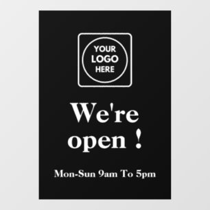 Black Business Hours   Custom Logo Storefront Window Cling