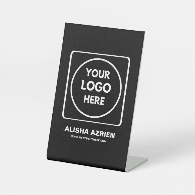Black Business Logo Branding Display Pedestal Sign (Front)