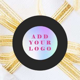 Black business logo classic round sticker