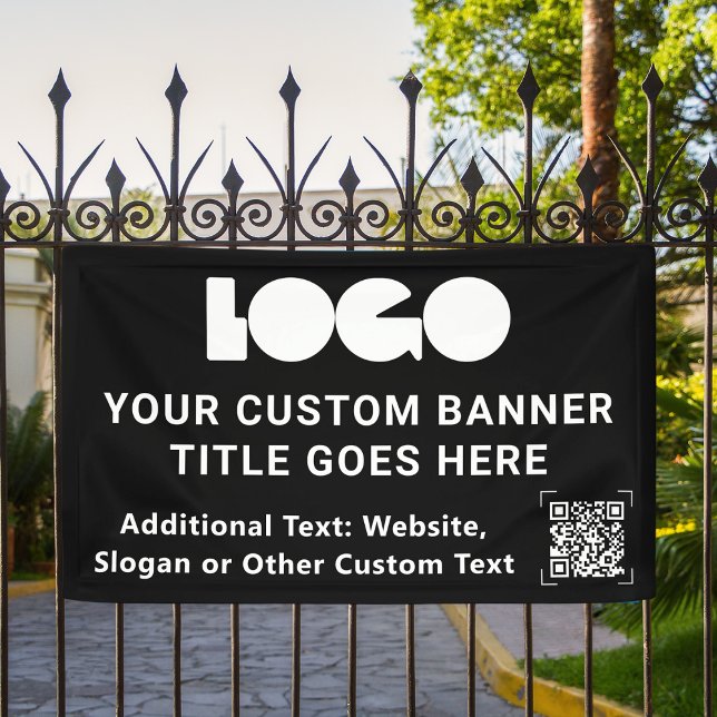 Black Business Logo Company QR code Outdoor 3'x5' Banner (Creator Uploaded)