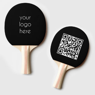 Black Business Logo Company QR Code Table Tennis Ping Pong Paddle