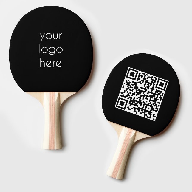 Black Business Logo Company QR Code Table Tennis Ping Pong Paddle (Black Business Logo Company QR Code Table Tennis Ping Pong Paddle)