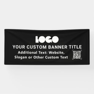 Black Business Logo Company QR Promo Custom 2,5x6 Banner