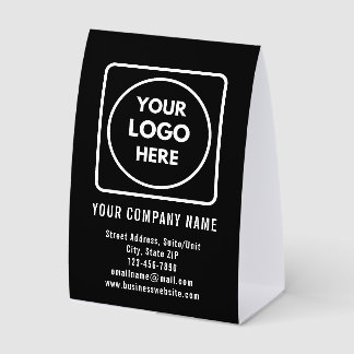 Black Business Logo Desk Sign Table Tent