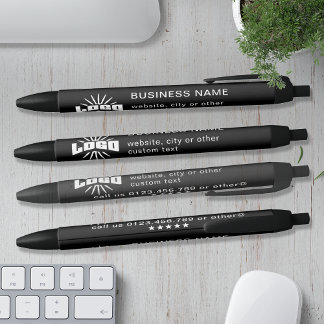Black Business logo name Company Brand Custom Ink Pen