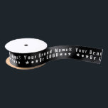 Black Business logo or text Company brand minimal Satin Ribbon<br><div class="desc">Customisable Satin or Grosgrain Business Ribbon. Add your logo OR your brand name or other text/characters. - Some unicode characters you can copy/paste to the text box if you want to: ● (Black circle), ★ (Star), ✱ ❃ (Asterisks), ❅ ❆ (Snowflakes), ❈ (Sparkle), ♥ (Heart), ♛ (Chess queen), ☼ (Sun...</div>