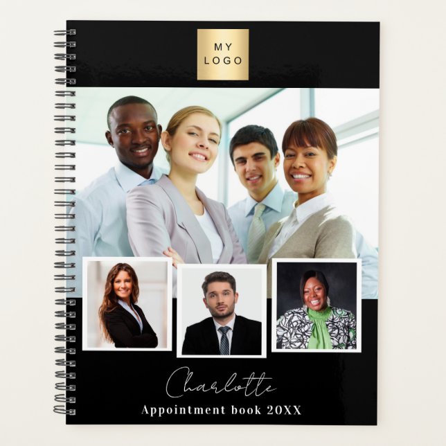 Black business logo photo collage 2026 planner (Front)
