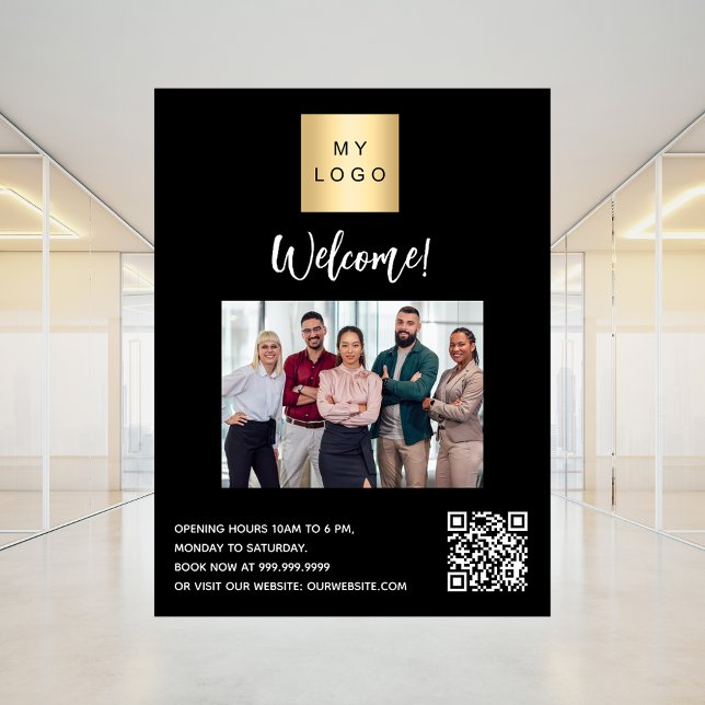 Black business logo photo welcome QR-code Poster (Creator Uploaded)
