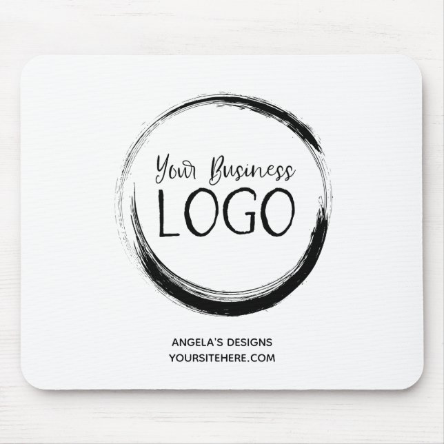 Black Business Logo Promotional Mouse Mat (Front)