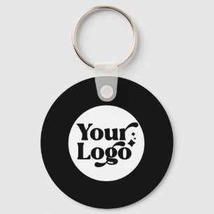 Black Business Logo QR Code Employee Keychain
