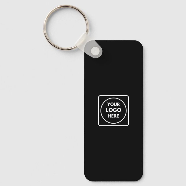 Black Business Logo QR Code Horizontal Keychains (Front)