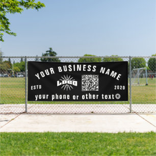 Black Business logo Qr code outdoor 10' long Vinyl Banner